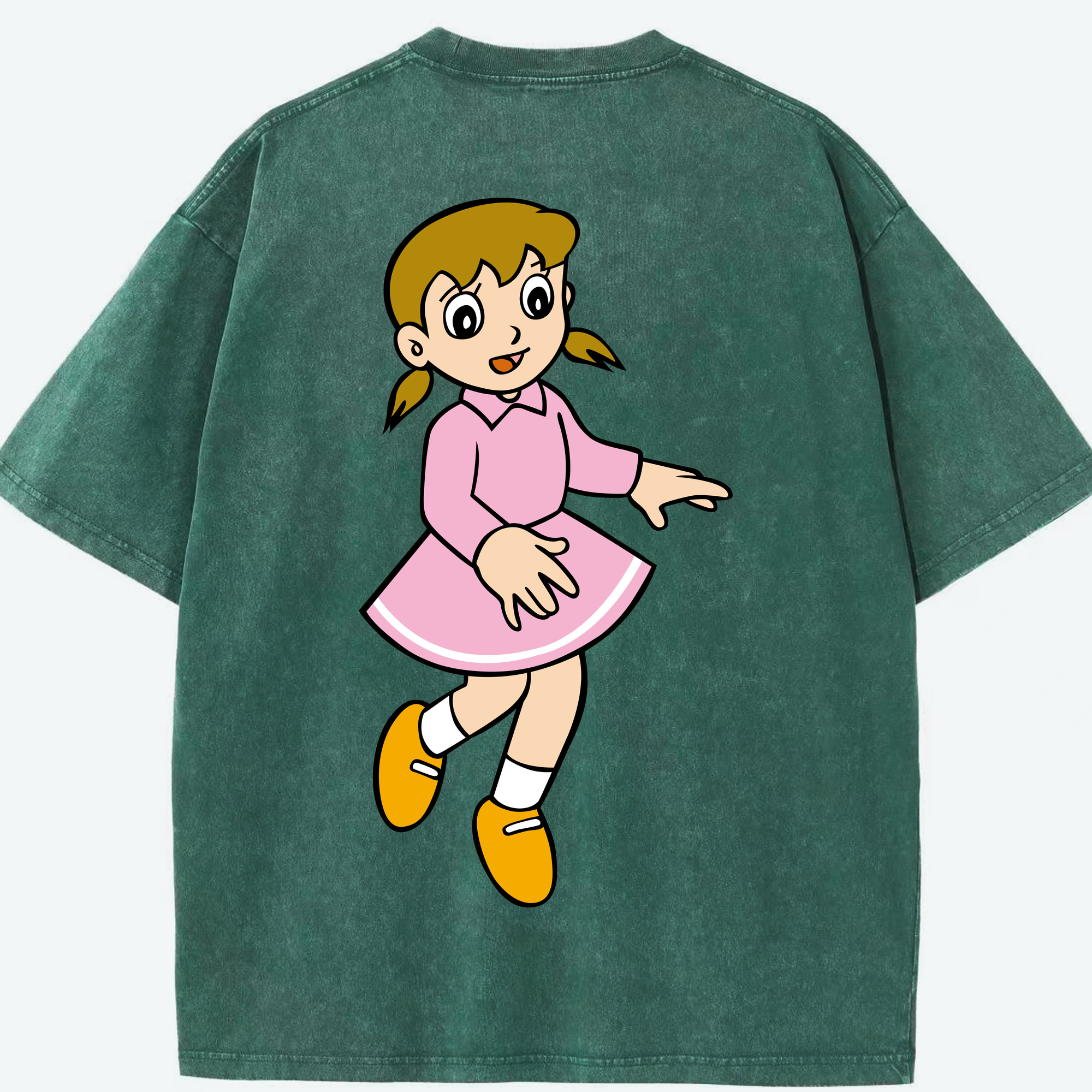 （画像用） ドラえもん みなもと しずか Doraemon Shizuka Minamoto 綿100% ヴィンテージ風 半袖Tシャツ（背面プリント）